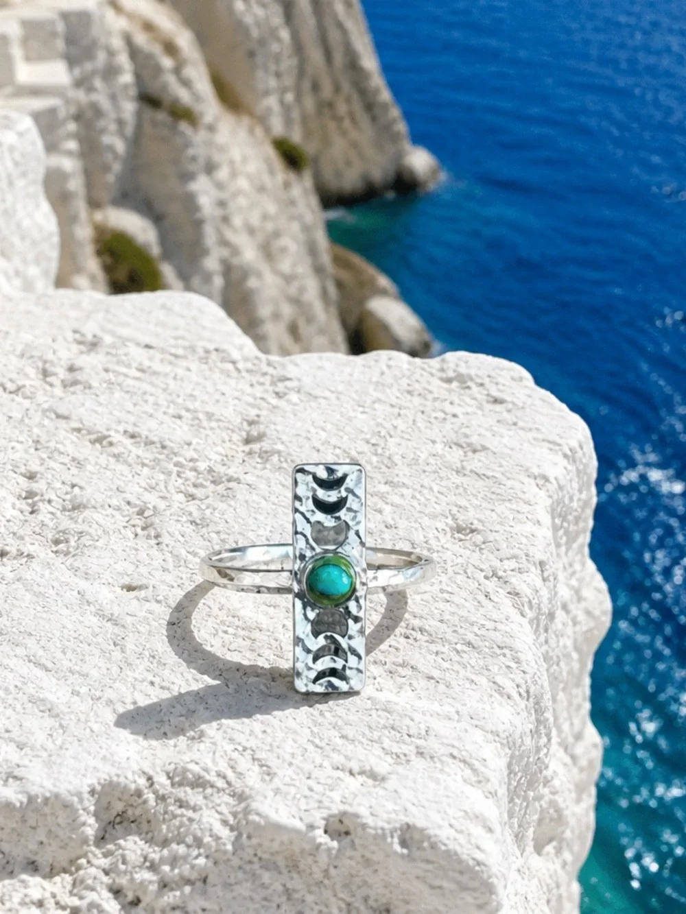 NEW! Phases of the moon turquoise ring